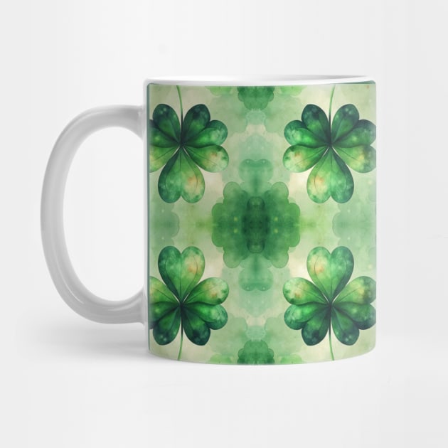 Emerald Shamrock Watercolor Reflective Pattern by Frim-Design